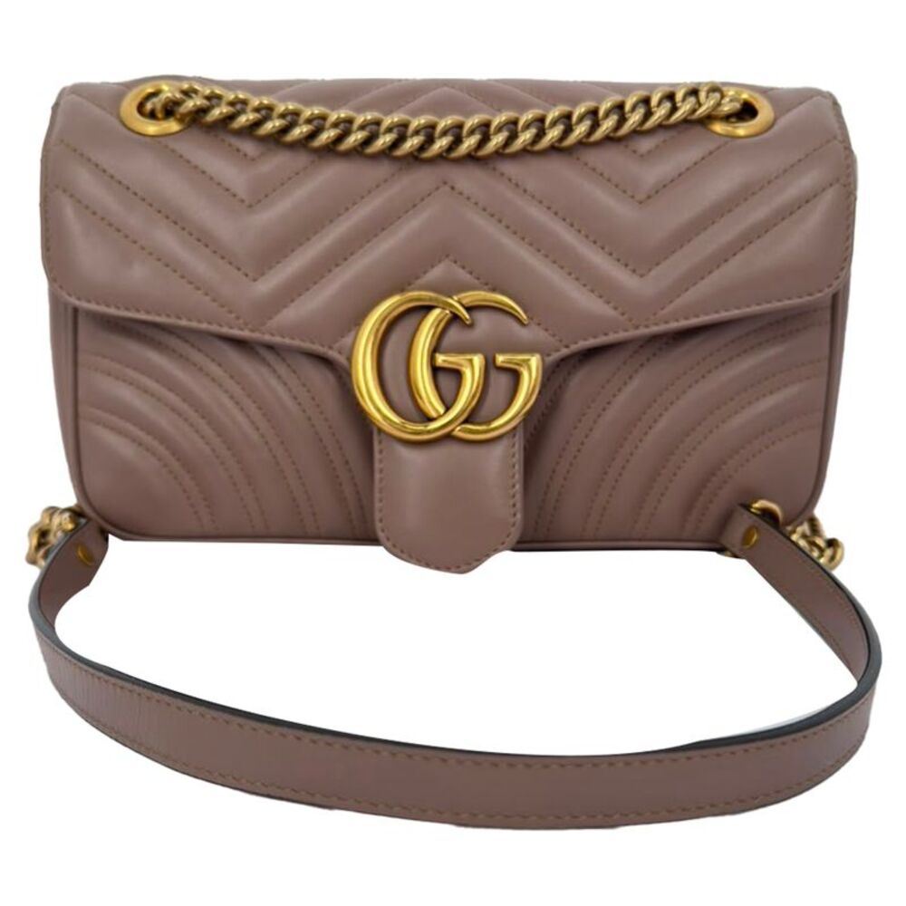 Gucci Medium GG Marmont Crossbody Bag in Tan Leather